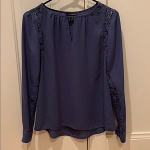 Blue “The Limited” Blouse with Lace Detail
